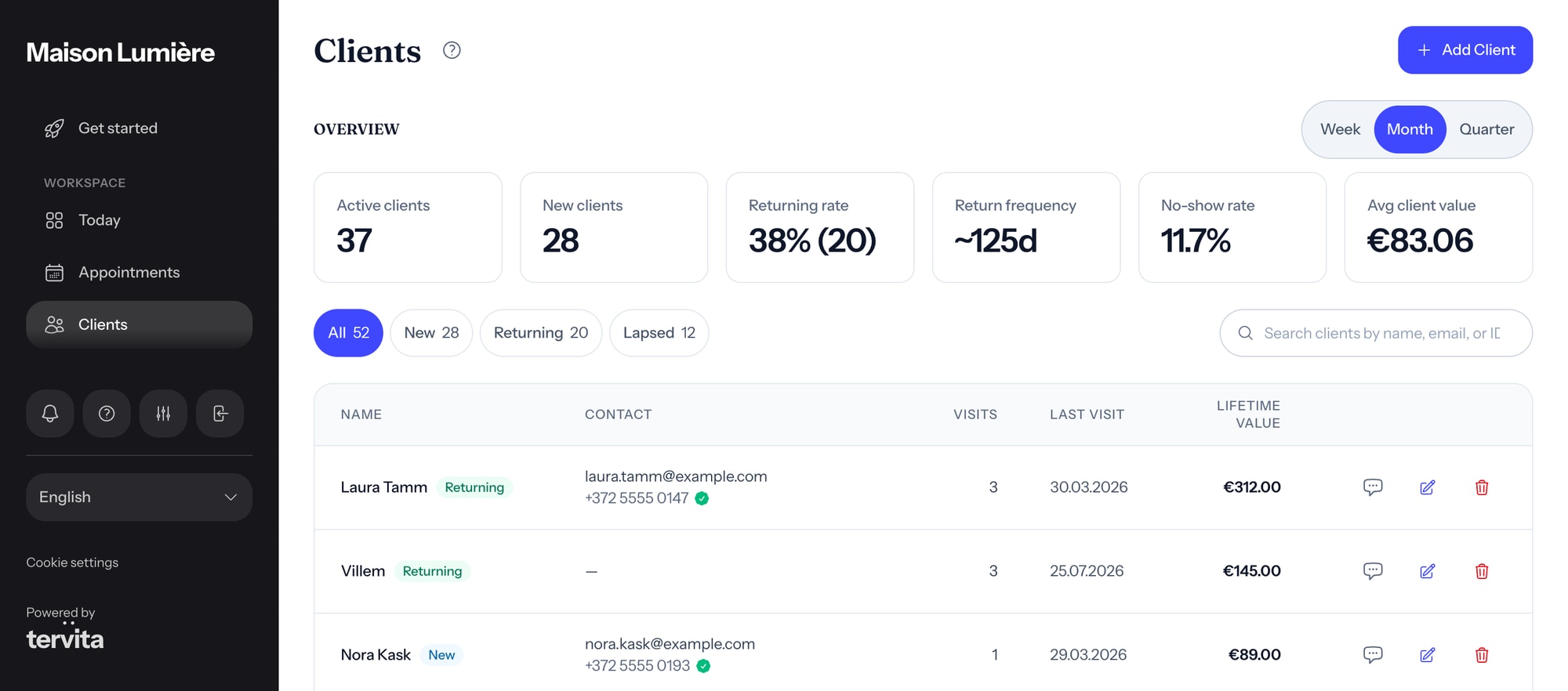 Tervita — CRM клиентов